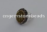 NGR2135 22*28mm - 22*30mm flower plated druzy agate rings