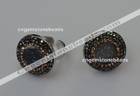 NGR2138 20mm - 22mm coin plated druzy agate rings wholesale