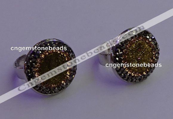 NGR2140 20mm - 22mm coin plated druzy agate gemstone rings