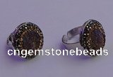 NGR2141 20mm - 22mm coin plated druzy agate gemstone rings