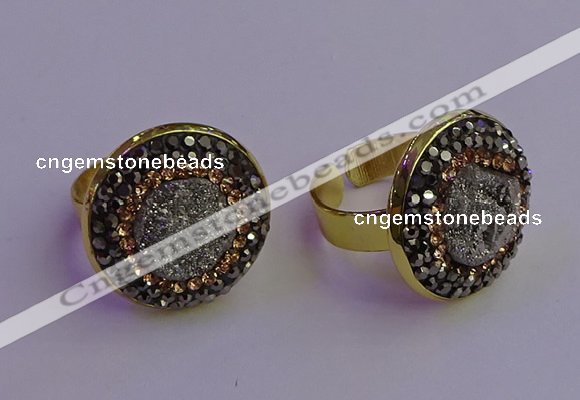 NGR2145 20mm - 22mm coin plated druzy agate gemstone rings