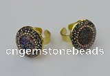 NGR2146 20mm - 22mm coin plated druzy agate rings wholesale