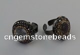 NGR2152 20mm - 22mm coin plated druzy agate rings wholesale
