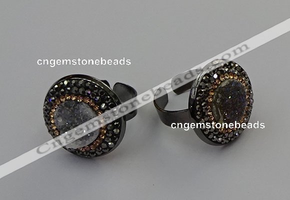 NGR2152 20mm - 22mm coin plated druzy agate rings wholesale