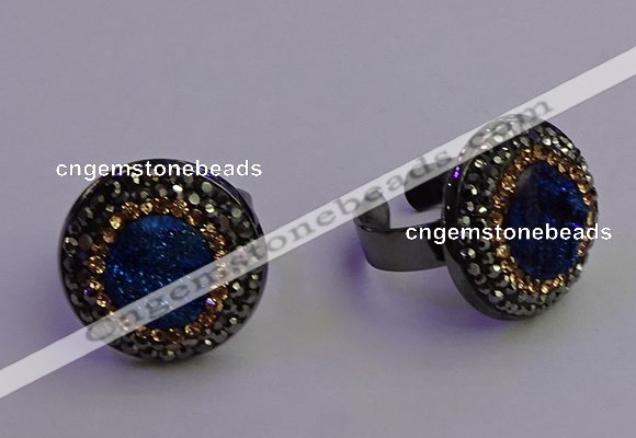 NGR2159 20mm - 22mm coin plated druzy agate gemstone rings