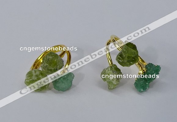 NGR216 5*8mm - 6*10mm freeform druzy agate & peridot rings wholesale