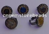 NGR2160 20mm - 22mm coin plated druzy agate gemstone rings