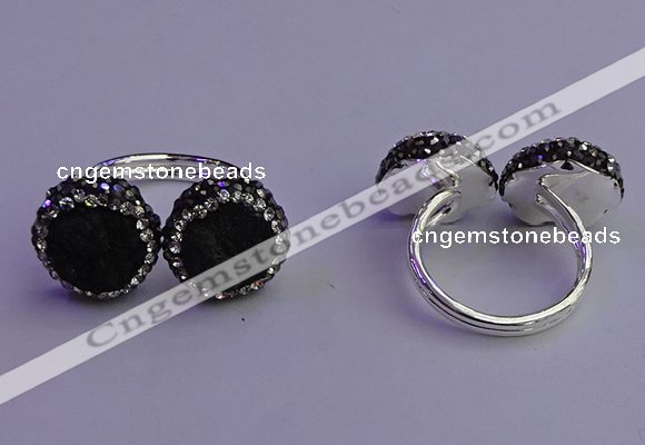 NGR2174 12mm - 14mm coin plated druzy agate rings wholesale