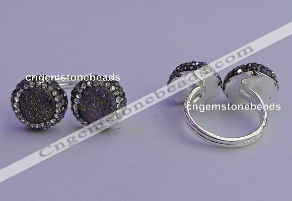 NGR2177 12mm - 14mm coin plated druzy agate rings wholesale