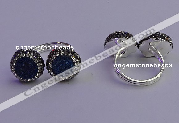 NGR2178 12mm - 14mm coin plated druzy agate rings wholesale