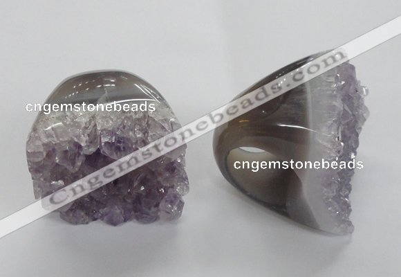 NGR28 35*40mm - 40*45mm freeform druzy amethyst gemstone rings