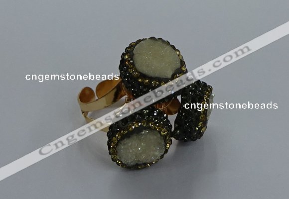 NGR290 14mm - 16mm coin plated druzy agate gemstone rings