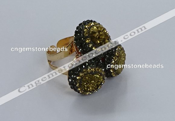 NGR293 14mm - 16mm coin plated druzy agate gemstone rings