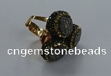 NGR294 14mm - 16mm coin plated druzy agate gemstone rings