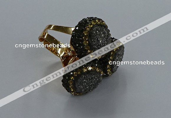 NGR294 14mm - 16mm coin plated druzy agate gemstone rings