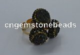 NGR296 14mm - 16mm coin plated druzy agate gemstone rings