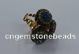 NGR297 14mm - 16mm coin plated druzy agate gemstone rings
