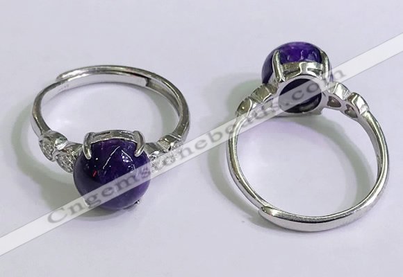 NGR3003 925 sterling silver with 10mm flat  round charoite rings