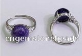 NGR3007 925 sterling silver with 12mm flat  round charoite rings