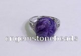 NGR3010 925 sterling silver with 14mm flat  round charoite rings