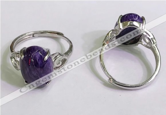 NGR3029 925 sterling silver with 10*14mm oval charoite rings