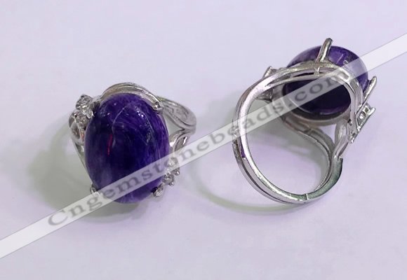 NGR3042 925 sterling silver with 12*16mm oval charoite rings