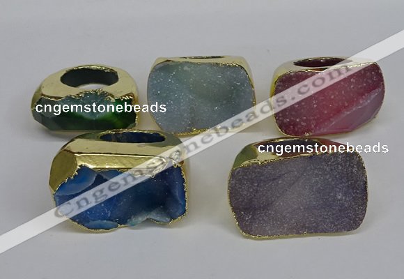 NGR309 25*40mm - 30*35mm freeform druzy agate gemstone rings