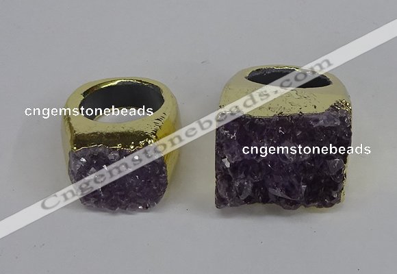 NGR311 25*40mm - 30*35mm freeform druzy amethyst gemstone rings