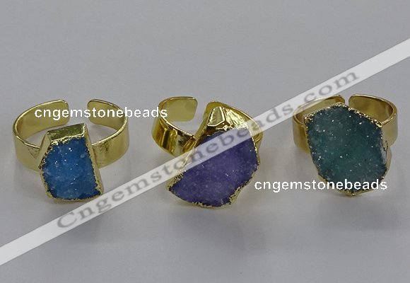 NGR315 10*14mm - 13*18mm freeform druzy agate gemstone rings