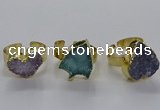 NGR321 14*15mm - 15*18mm heart druzy agate gemstone rings