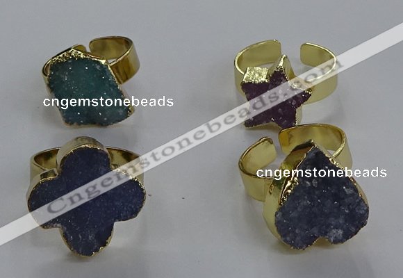 NGR323 10*14mm - 18*20mm freeform druzy agate gemstone rings