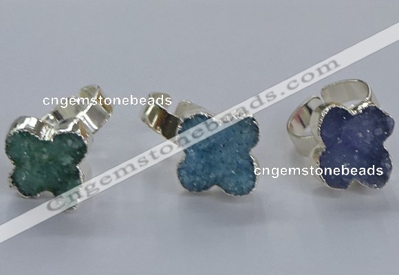 NGR329 18*18mm - 20*20mm flower druzy agate gemstone rings