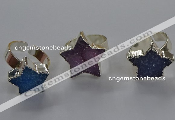 NGR331 15*16mm - 16*18mm star druzy agate gemstone rings