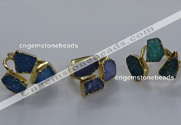 NGR349 10*14mm - 12*16mm freeform druzy agate gemstone rings