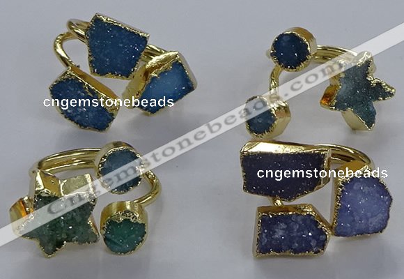 NGR353 8mm - 15*16mm freeform druzy agate gemstone rings