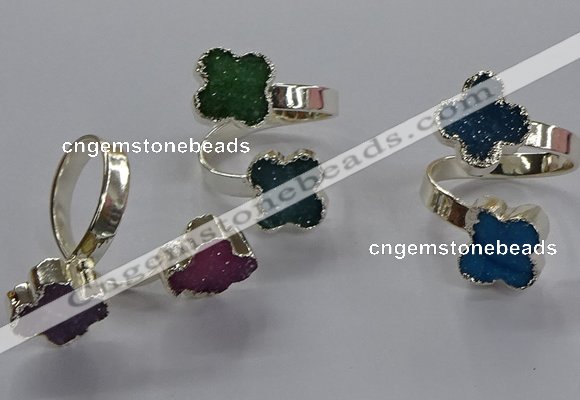 NGR357 15*15mm - 16*16mm flower druzy agate rings wholesale