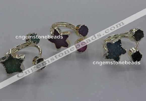 NGR365 8mm coin & 15*16mm star druzy agate rings wholesale