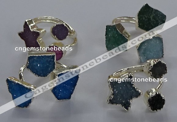 NGR367 8mm - 15*16mm freeform druzy agate rings wholesale