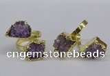 NGR371 13*18mm - 15*20mm freeform druzy amethyst gemstone rings