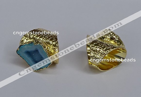 NGR376 15*20mm - 20*25mm freeform druzy agate rings wholesale