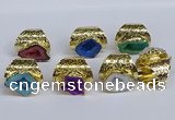 NGR380 15*20mm - 20*25mm freeform druzy agate rings wholesale