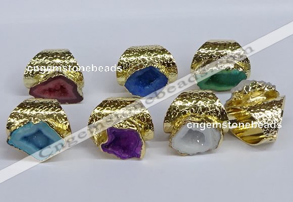 NGR380 15*20mm - 20*25mm freeform druzy agate rings wholesale