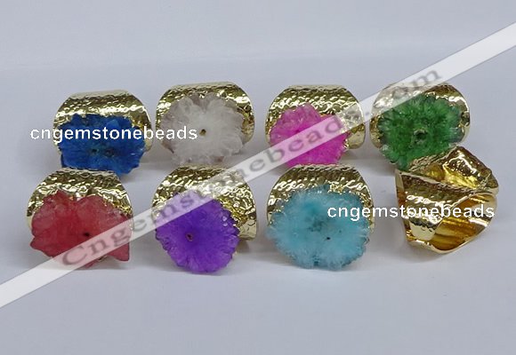 NGR390 18*25mm - 22*28mm freeform druzy agate gemstone rings