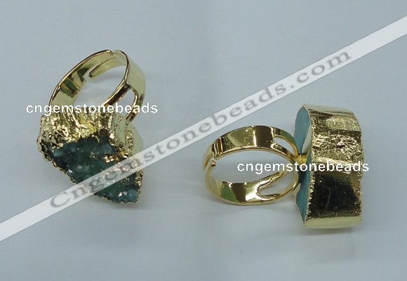 NGR55 18*25mm - 20*30mm freeform plated druzy agate rings