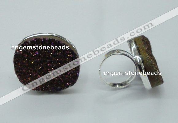 NGR63 25*30mm - 30*40mm freeform plated druzy agate rings