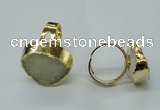 NGR65 15*20mm - 18*25mm freeform plated druzy agate rings