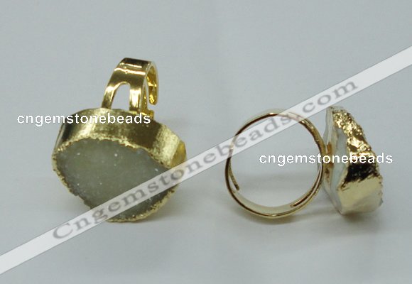 NGR65 15*20mm - 18*25mm freeform plated druzy agate rings