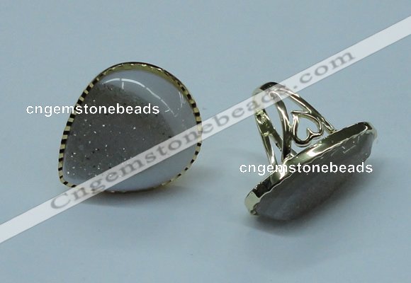 NGR69 15*20mm - 20*25mm freeform plated druzy agate rings