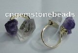 NGR77 13*18mm - 15*25mm faceted nuggets white crystal & amethyst rings