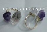 NGR77 13*18mm - 15*25mm faceted nuggets white crystal & amethyst rings